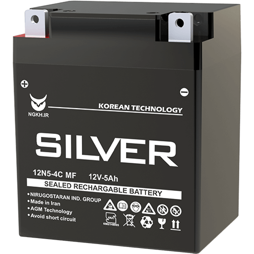 باتری موتور سیکلت 5 آمپر پیچی سیلور نیروگستران 12V5AH