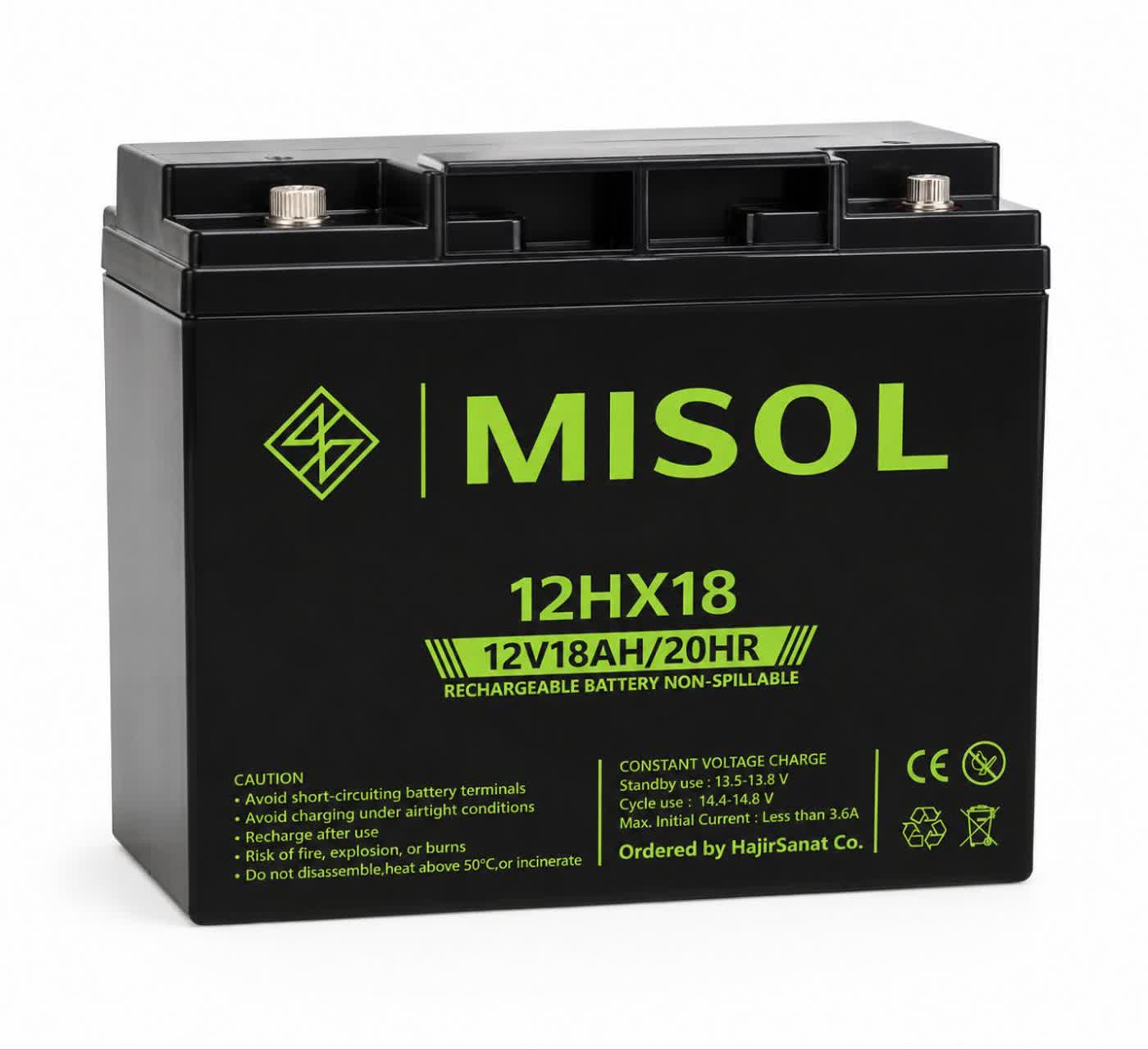 باتری یو پی اس 12 ولت 18 آمپر میسول 12V18AH